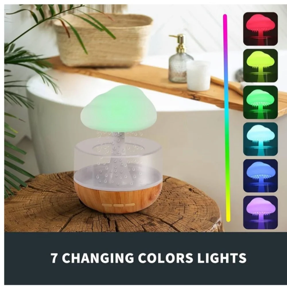 Zen Raining Cloud Night Light Aromatherapy Essential Oil Diffuser
